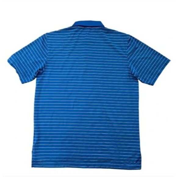 Peter Millar Summer Comfort Blue Yellow Striped Polo Shirt Short Sleeve Size L - Picture 2 of 5